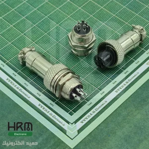 کانکتور نظامی GX12 گرد فلزی پنلی 5 پین 12mm