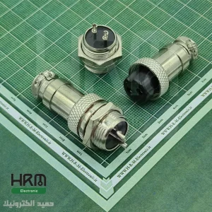 کانکتور نظامی GX16 گرد فلزی پنلی 2پین 16mm